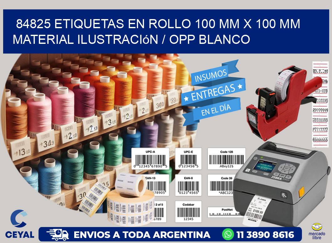 84825 Etiquetas en rollo 100 mm x 100 mm material Ilustración / OPP Blanco
