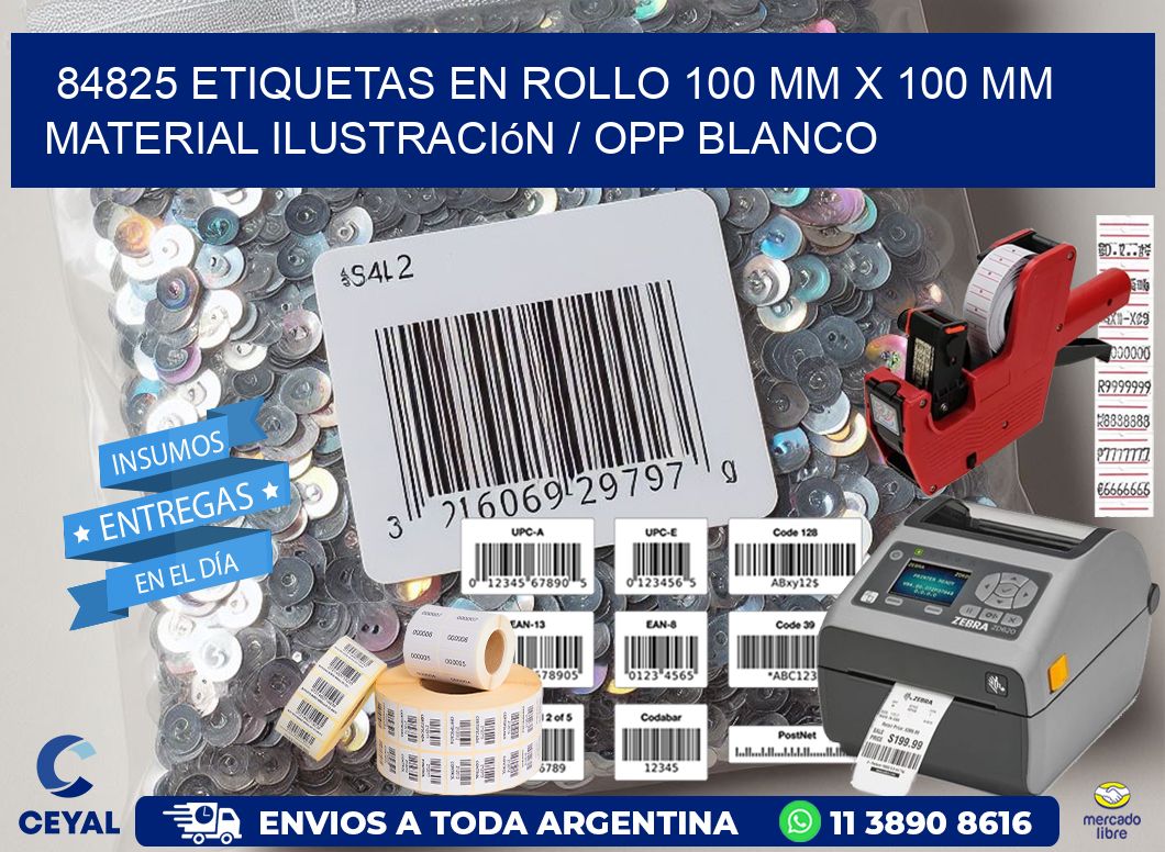 84825 Etiquetas en rollo 100 mm x 100 mm material Ilustración / OPP Blanco