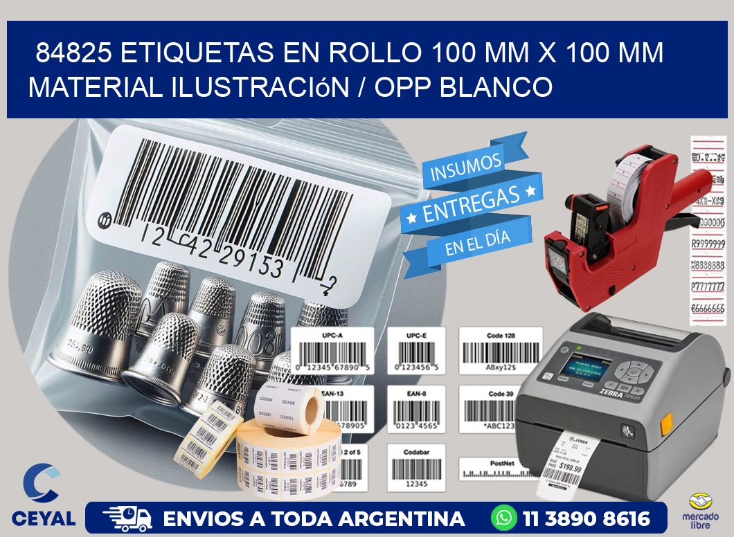 84825 Etiquetas en rollo 100 mm x 100 mm material Ilustración / OPP Blanco