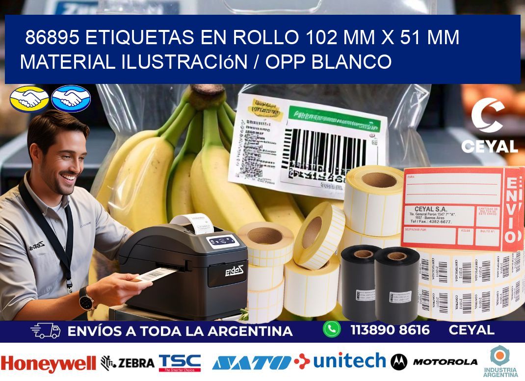86895 Etiquetas en rollo 102 mm x 51 mm material Ilustración / OPP Blanco