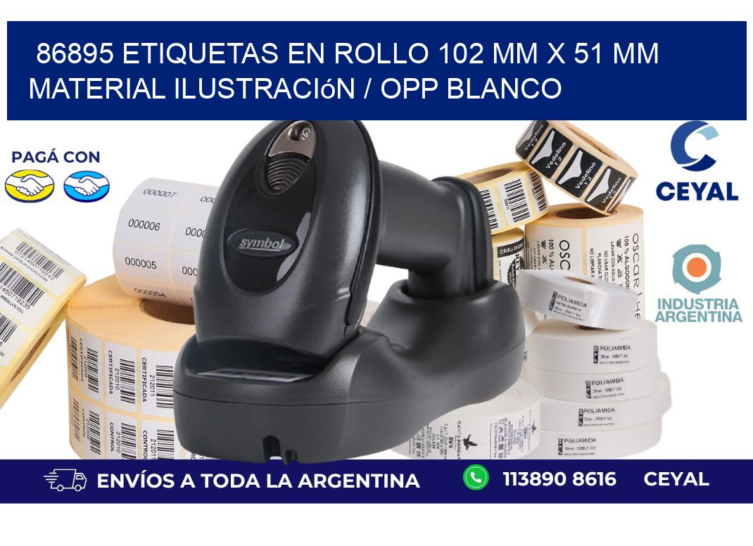 86895 Etiquetas en rollo 102 mm x 51 mm material Ilustración / OPP Blanco