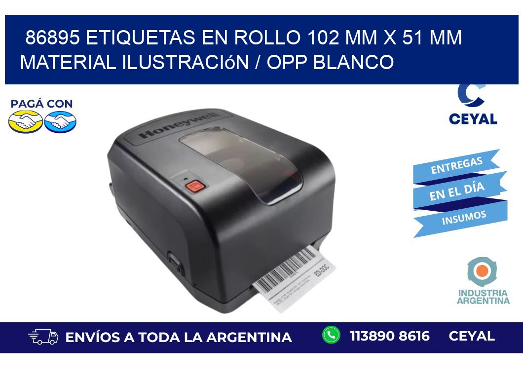 86895 Etiquetas en rollo 102 mm x 51 mm material Ilustración / OPP Blanco