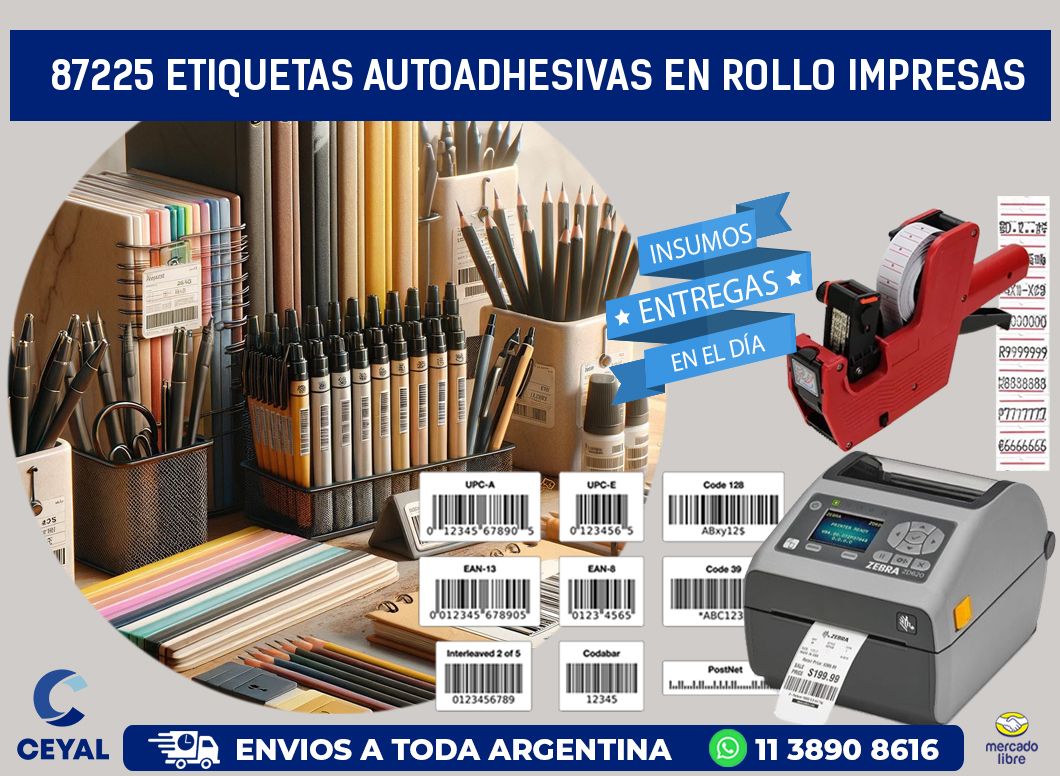 87225 Etiquetas autoadhesivas en rollo impresas