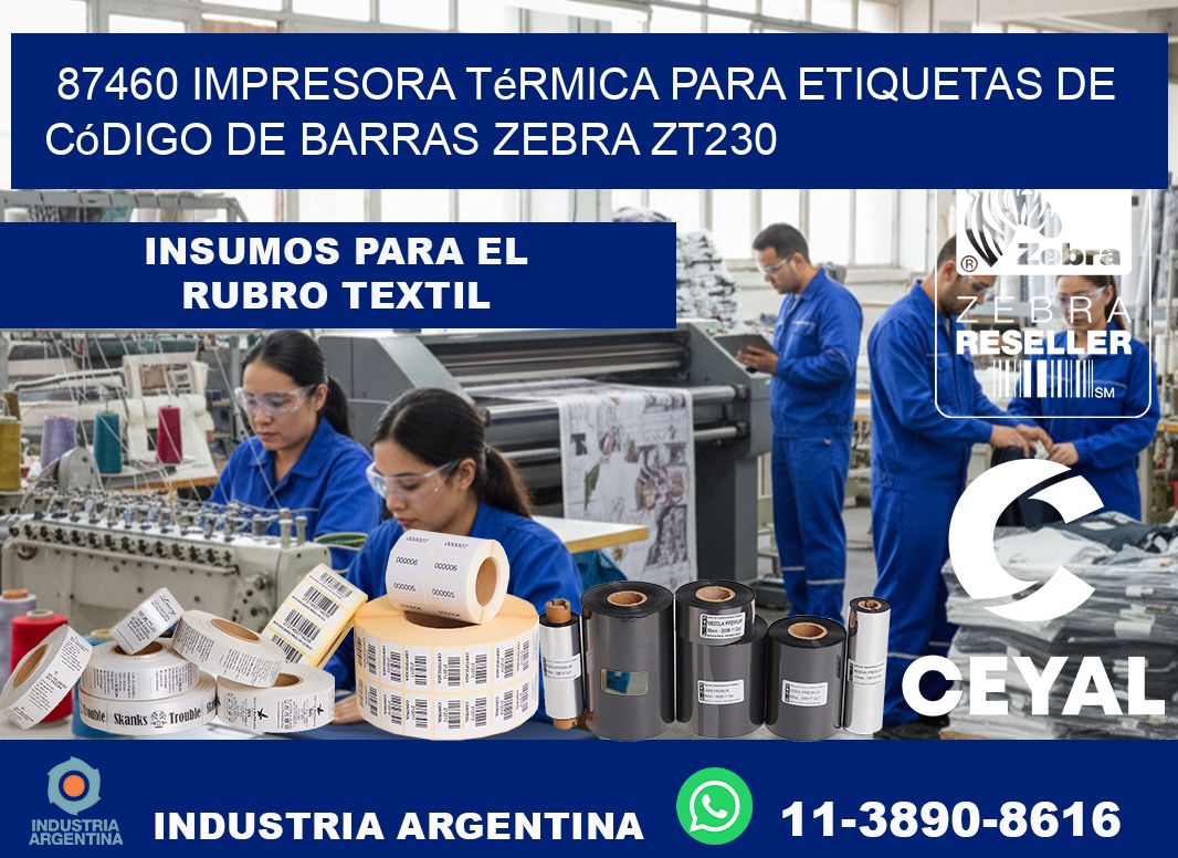 87460 impresora térmica para etiquetas de código de barras Zebra ZT230