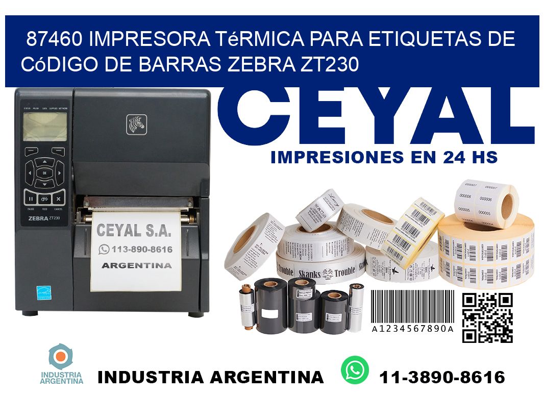 87460 impresora térmica para etiquetas de código de barras Zebra ZT230