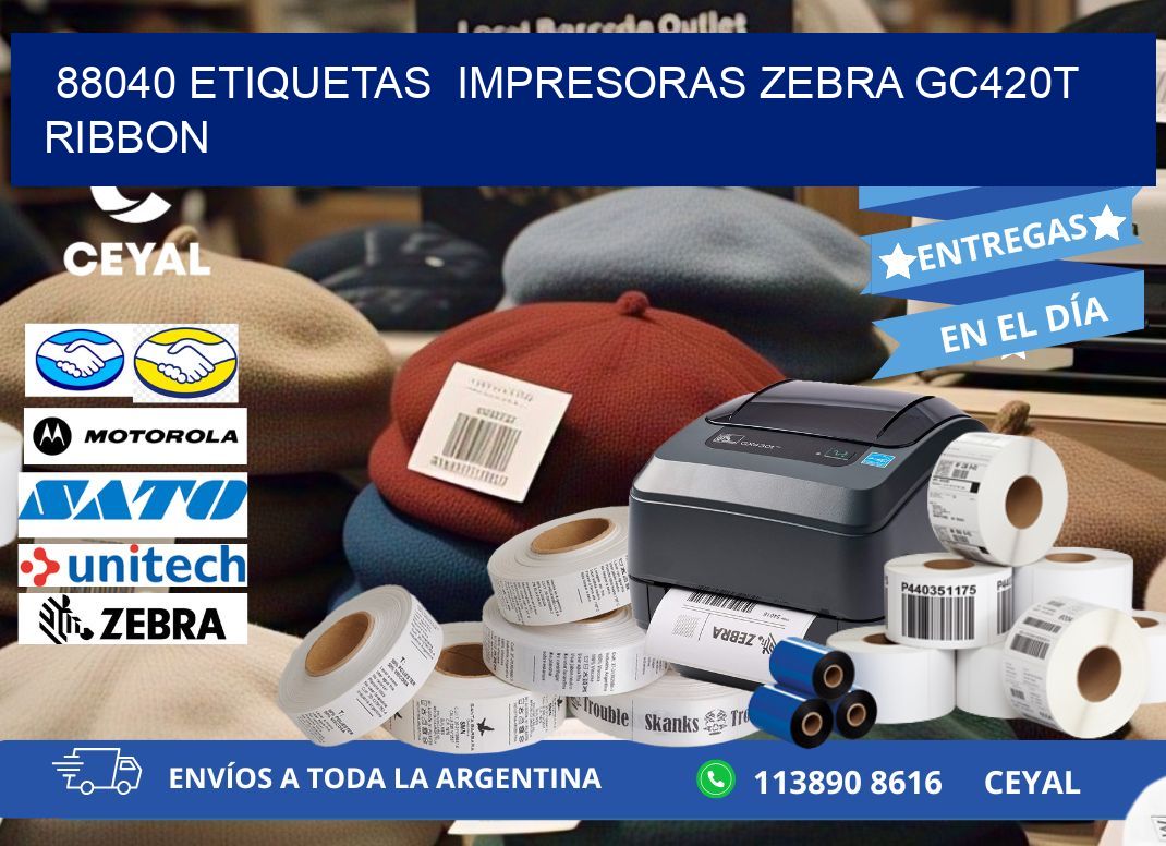 88040 etiquetas impresoras zebra gc420t ribbon