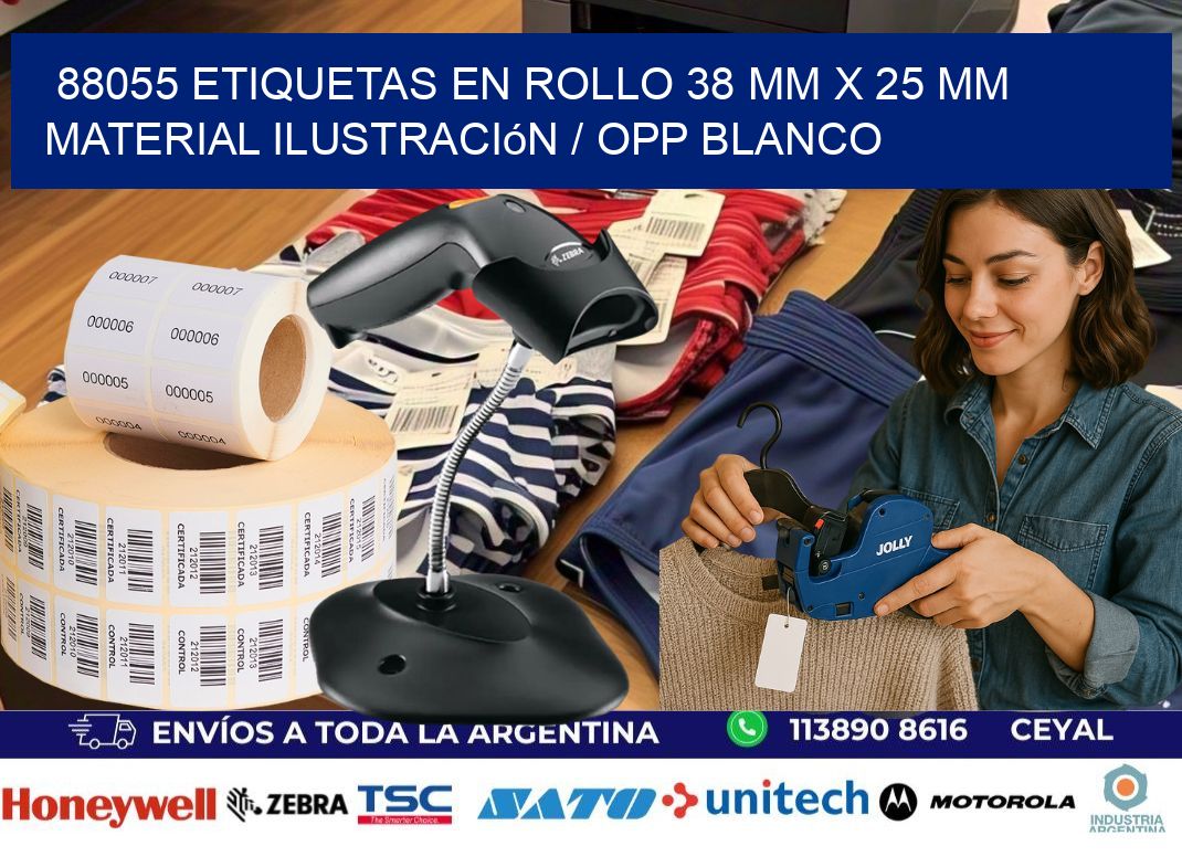 88055 Etiquetas en rollo 38 mm x 25 mm material Ilustración / OPP Blanco