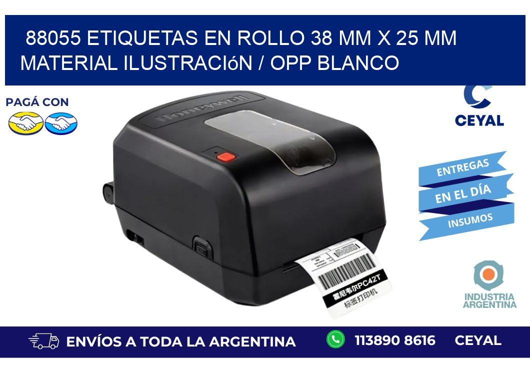88055 Etiquetas en rollo 38 mm x 25 mm material Ilustración / OPP Blanco