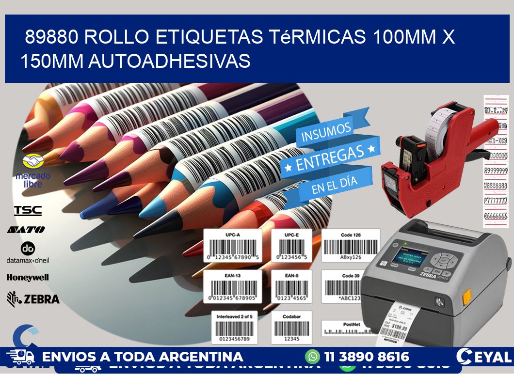 89880 Rollo Etiquetas Térmicas 100mm X 150mm Autoadhesivas