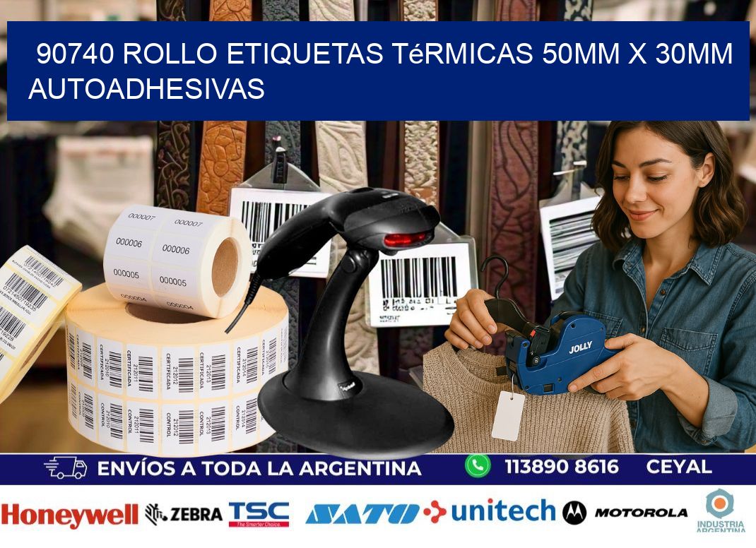 90740 Rollo Etiquetas Térmicas 50mm X 30mm Autoadhesivas