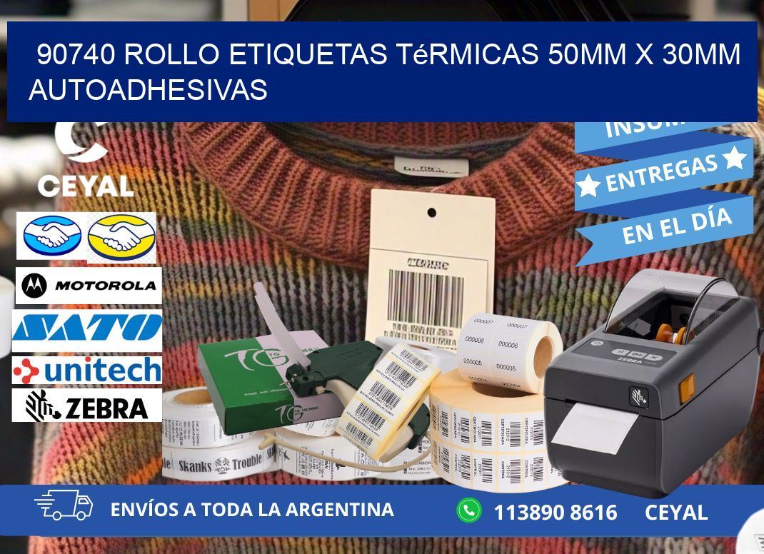 90740 Rollo Etiquetas Térmicas 50mm X 30mm Autoadhesivas