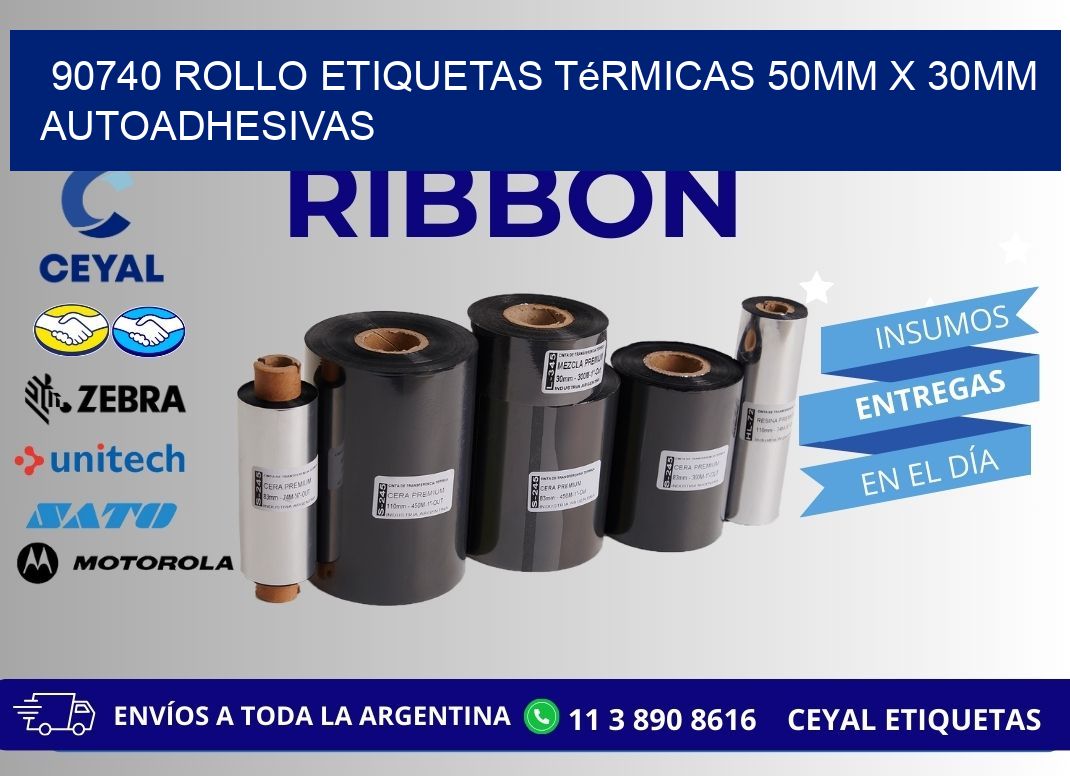 90740 Rollo Etiquetas Térmicas 50mm X 30mm Autoadhesivas