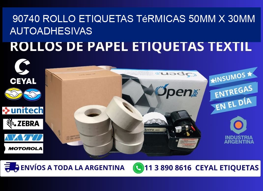 90740 Rollo Etiquetas Térmicas 50mm X 30mm Autoadhesivas