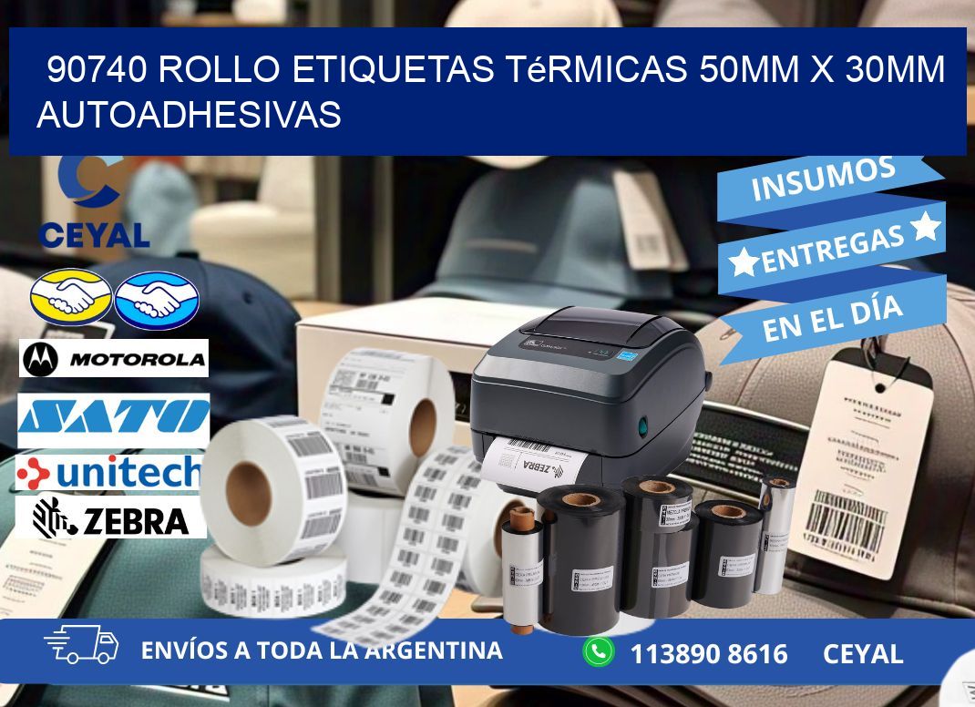 90740 Rollo Etiquetas Térmicas 50mm X 30mm Autoadhesivas