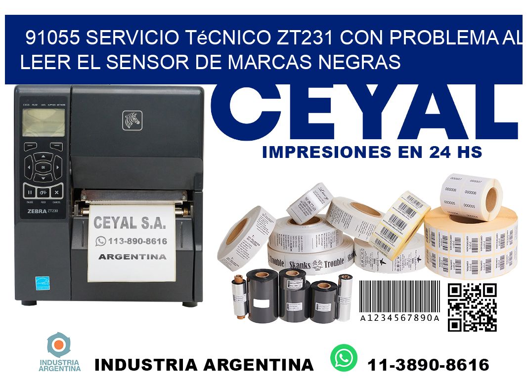 91055 servicio técnico zt231 con problema al leer el sensor de marcas negras