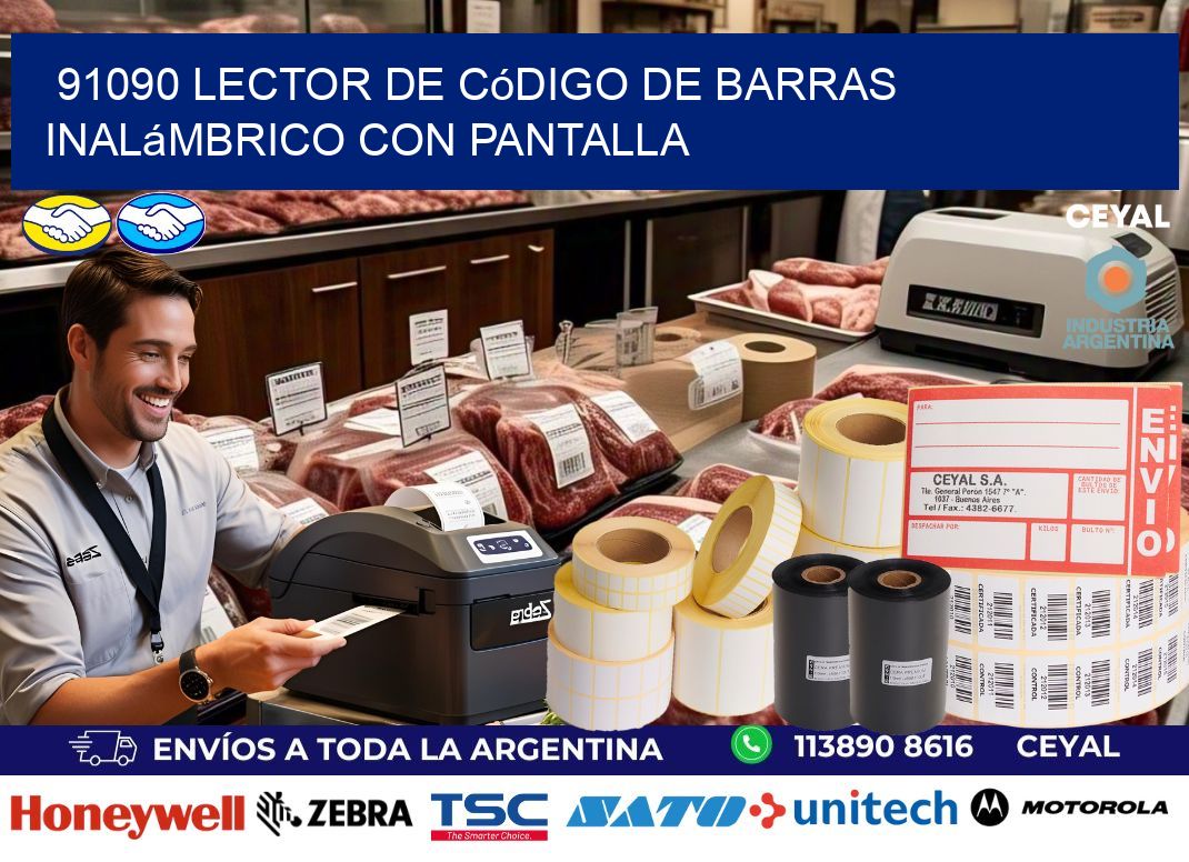 91090 Lector de código de barras inalámbrico con Pantalla