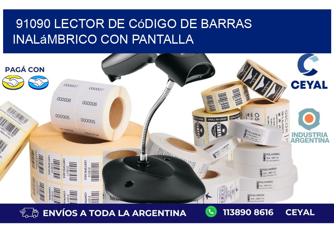 91090 Lector de código de barras inalámbrico con Pantalla