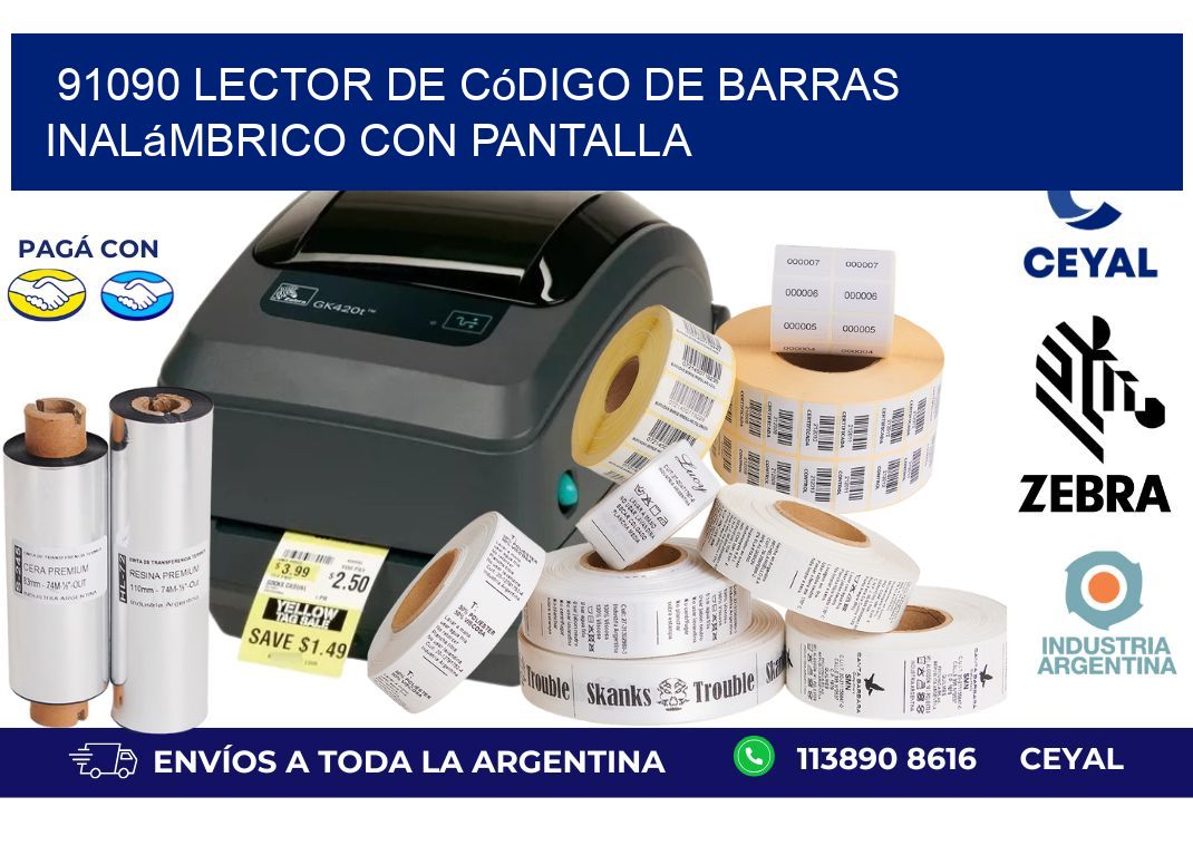 91090 Lector de código de barras inalámbrico con Pantalla
