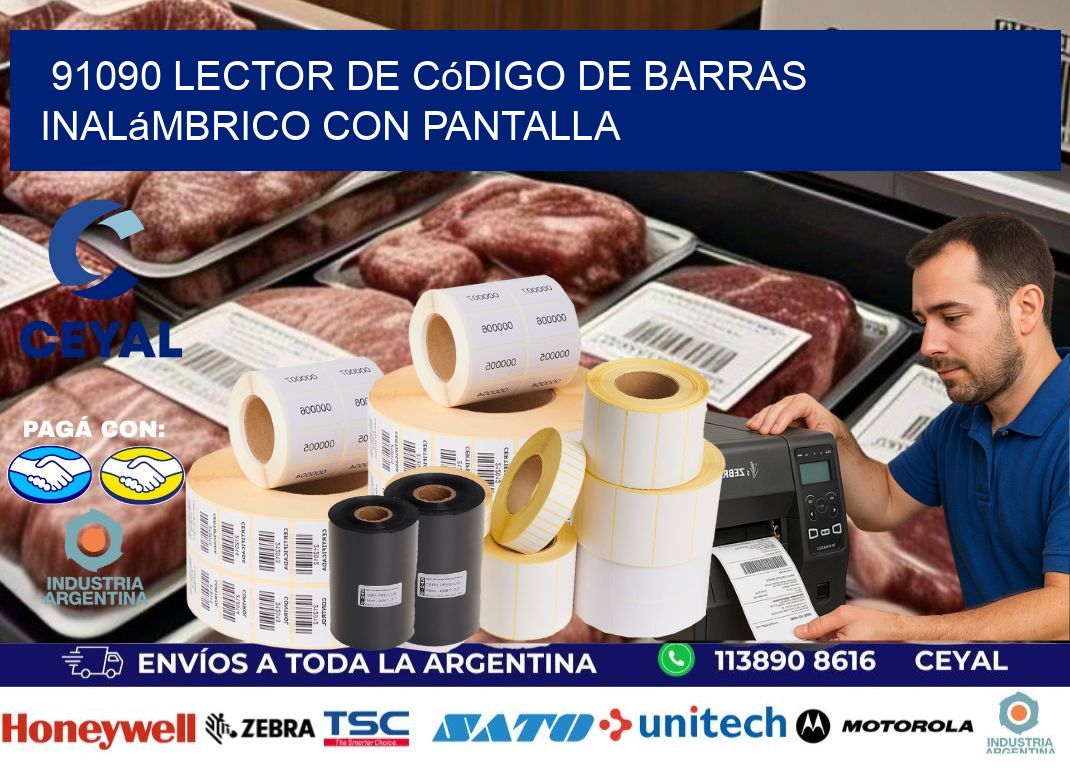 91090 Lector de código de barras inalámbrico con Pantalla