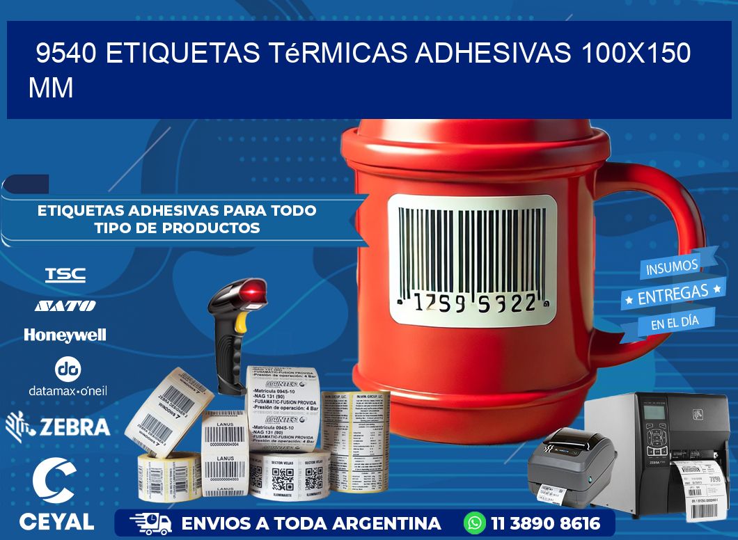 9540 etiquetas térmicas adhesivas 100x150 mm