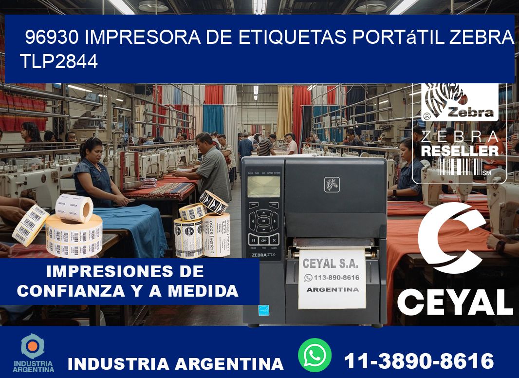 96930 impresora de etiquetas portátil Zebra TLP2844