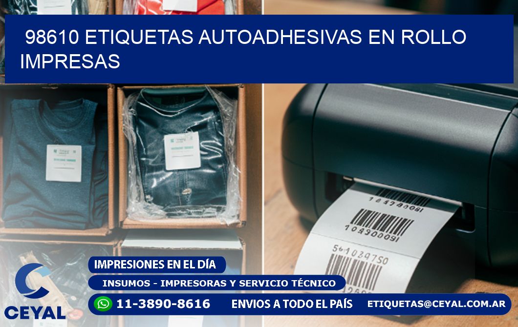 98610 Etiquetas autoadhesivas en rollo impresas