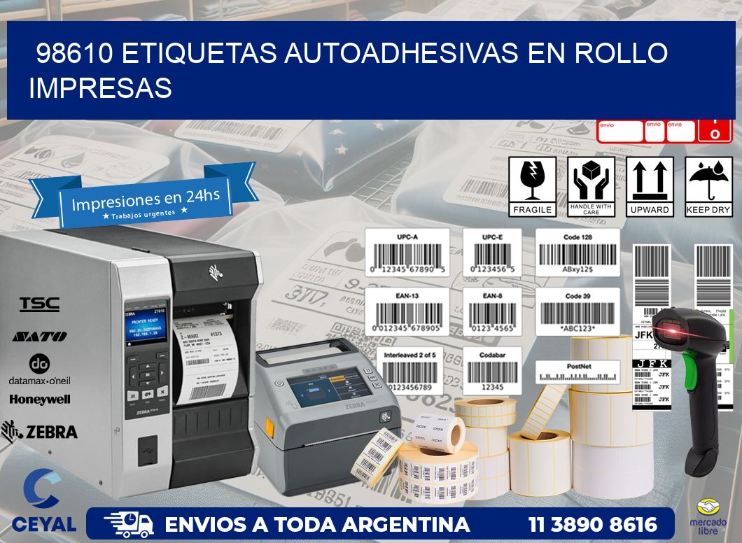 98610 Etiquetas autoadhesivas en rollo impresas