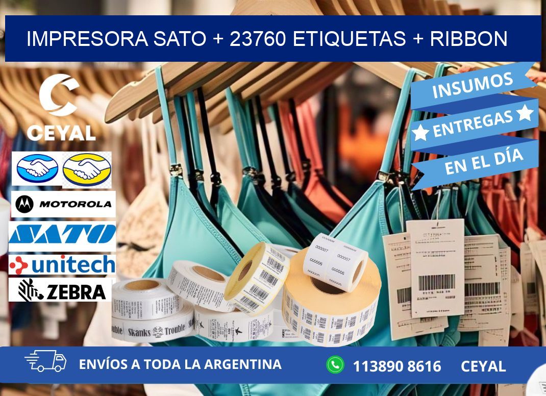 impresora SATO + 23760 etiquetas + ribbon