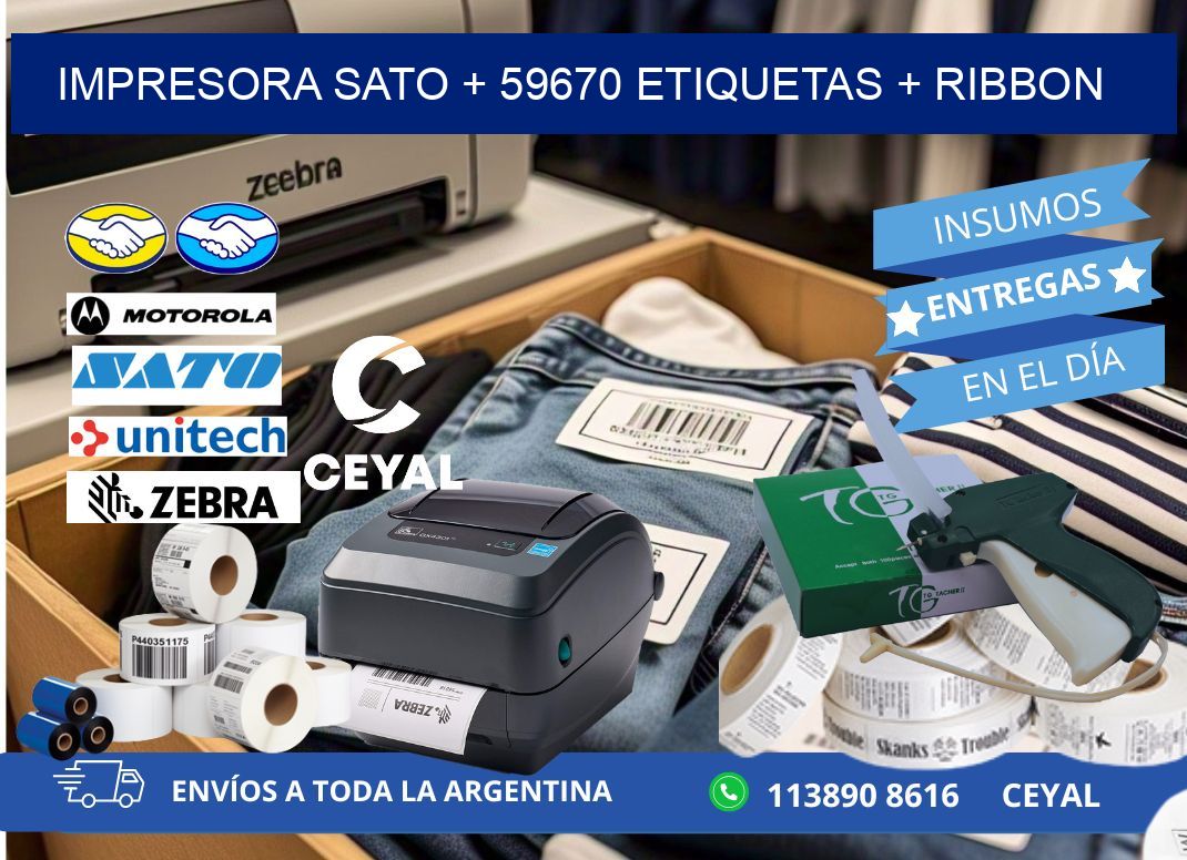 impresora SATO + 59670 etiquetas + ribbon
