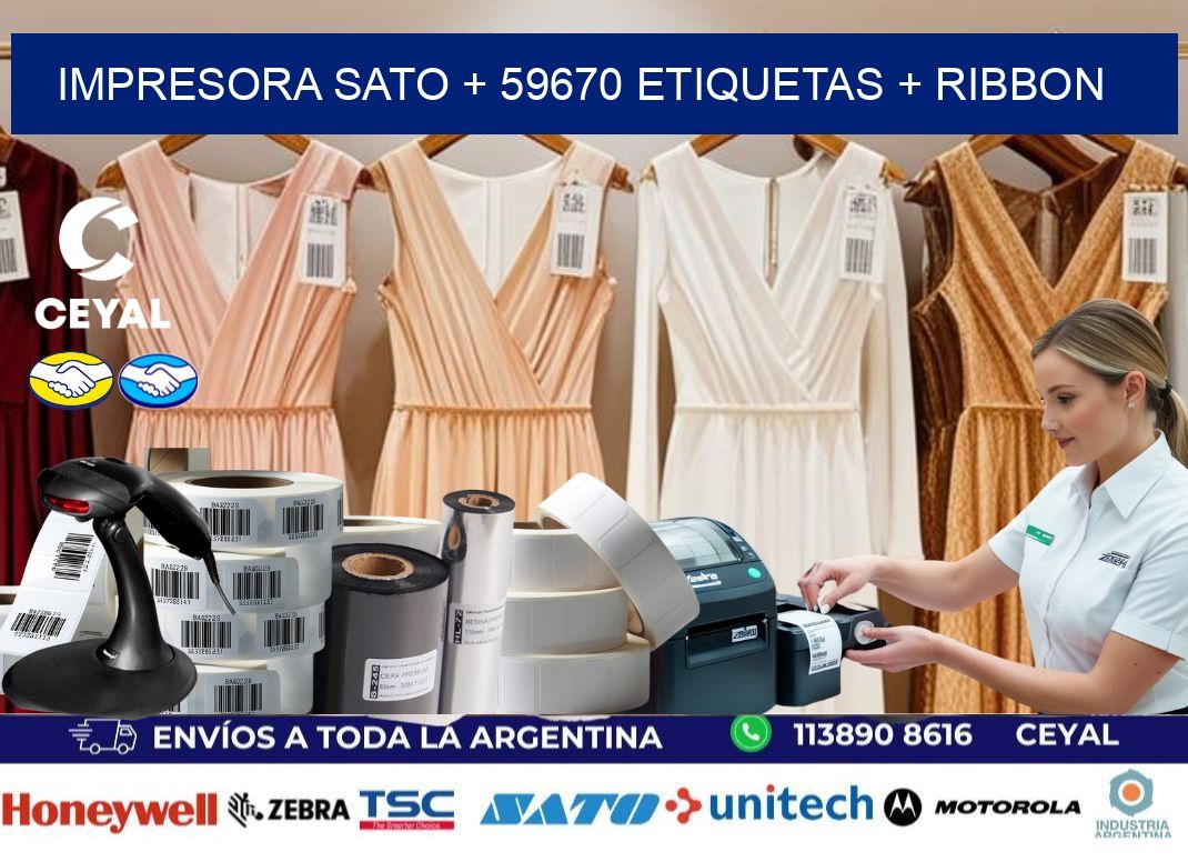 impresora SATO + 59670 etiquetas + ribbon