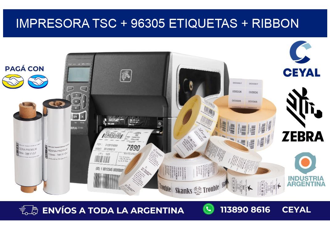 impresora TSC + 96305 etiquetas + ribbon