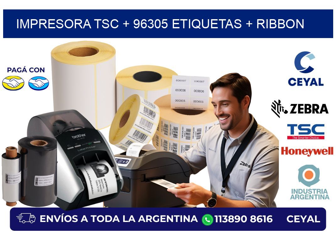 impresora TSC + 96305 etiquetas + ribbon