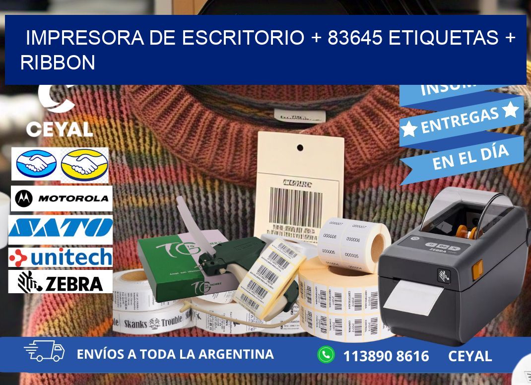 impresora de escritorio + 83645 etiquetas + ribbon