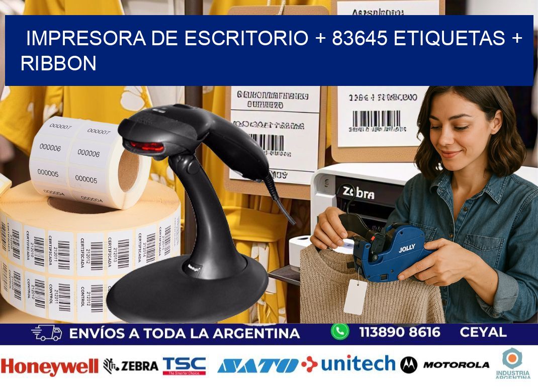 impresora de escritorio + 83645 etiquetas + ribbon