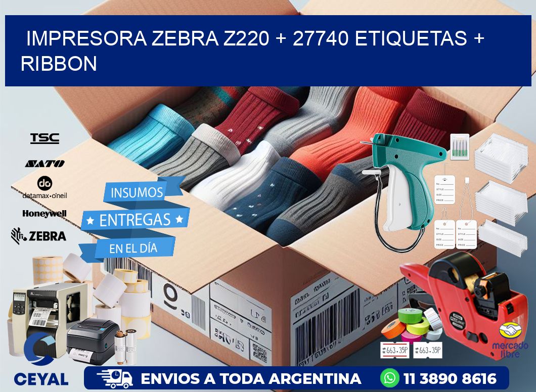 impresora zebra z220 + 27740 etiquetas + ribbon