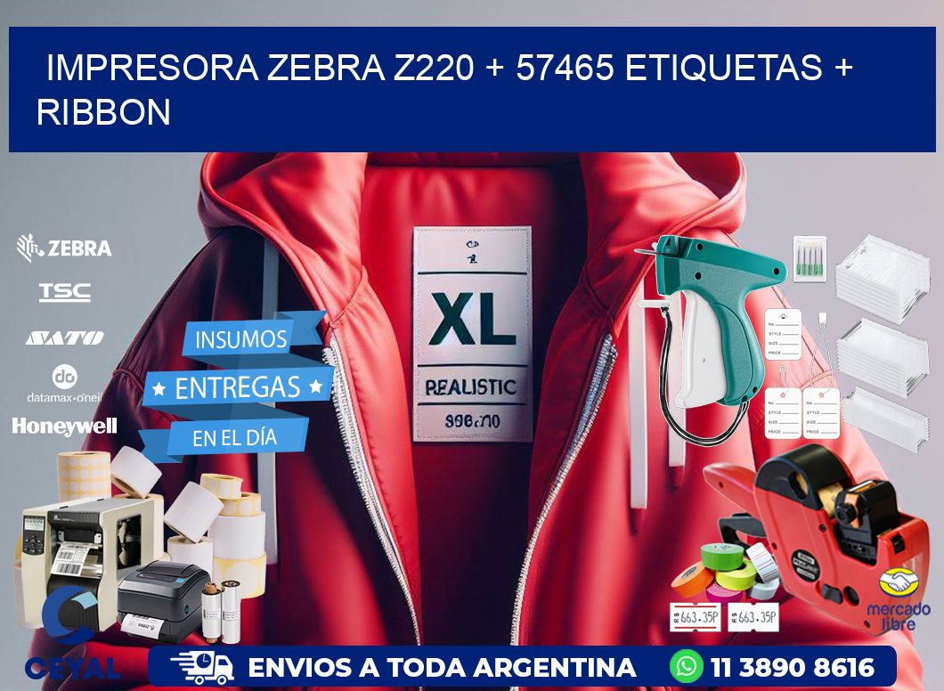 impresora zebra z220 + 57465 etiquetas + ribbon