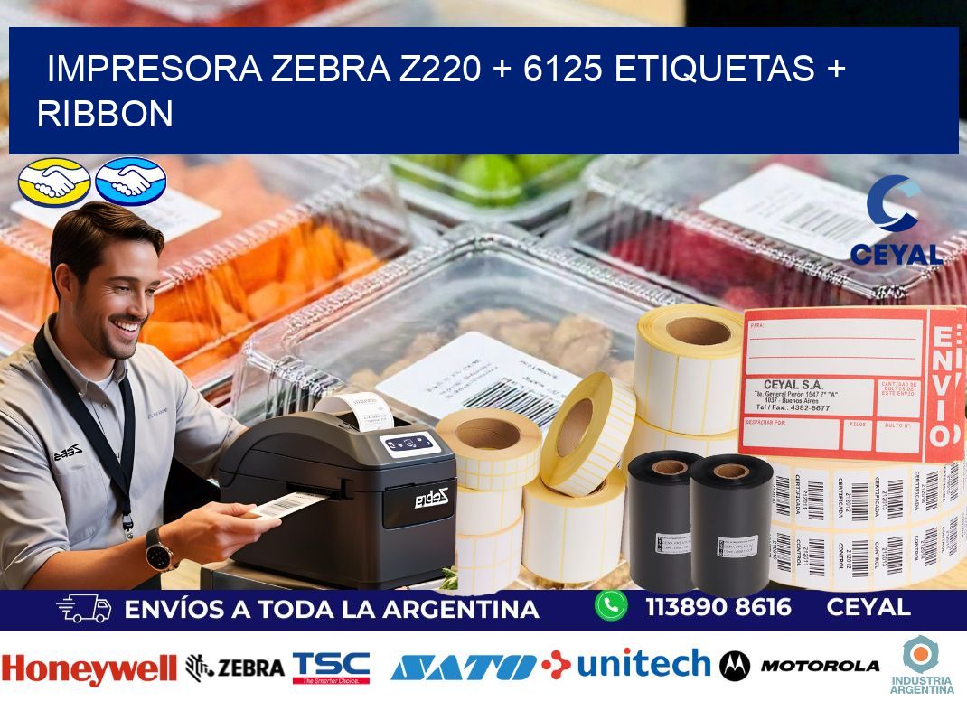impresora zebra z220 + 6125 etiquetas + ribbon