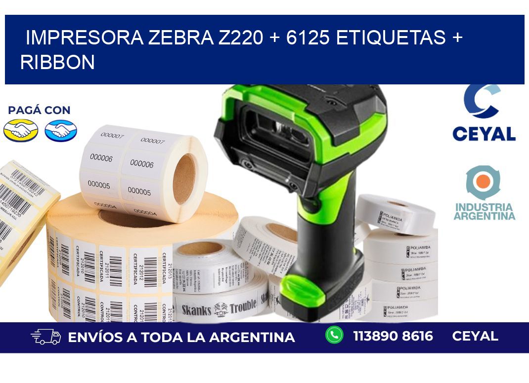 impresora zebra z220 + 6125 etiquetas + ribbon