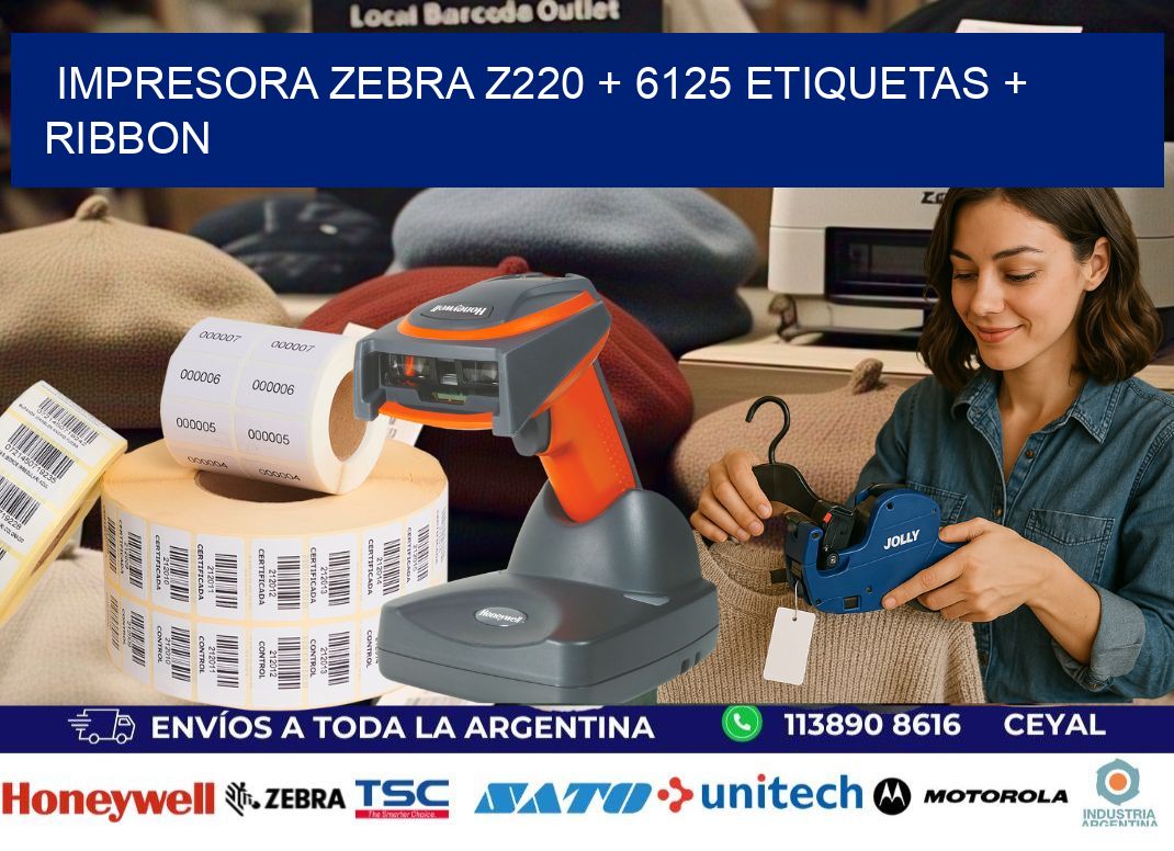 impresora zebra z220 + 6125 etiquetas + ribbon