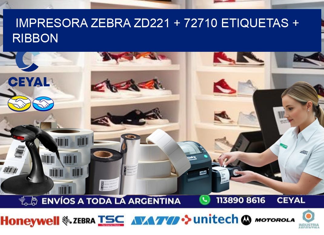 impresora zebra zd221 + 72710 etiquetas + ribbon