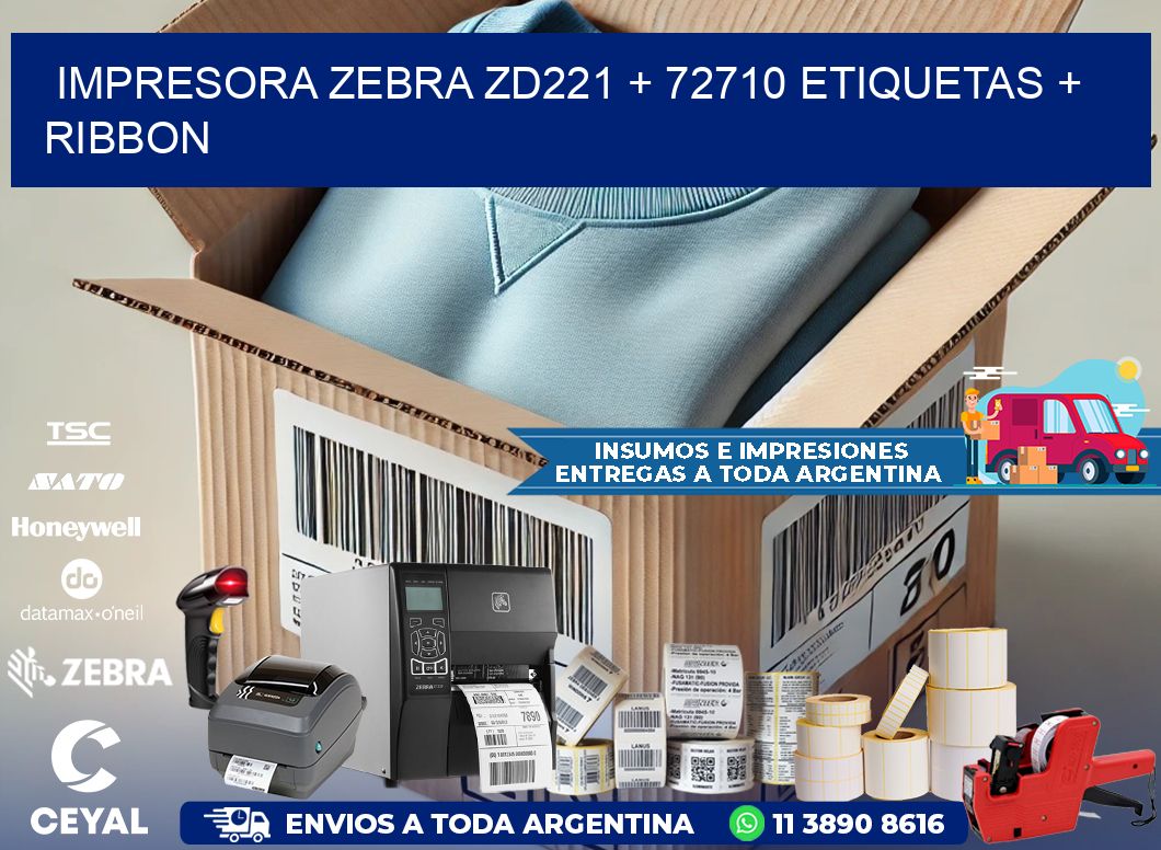 impresora zebra zd221 + 72710 etiquetas + ribbon