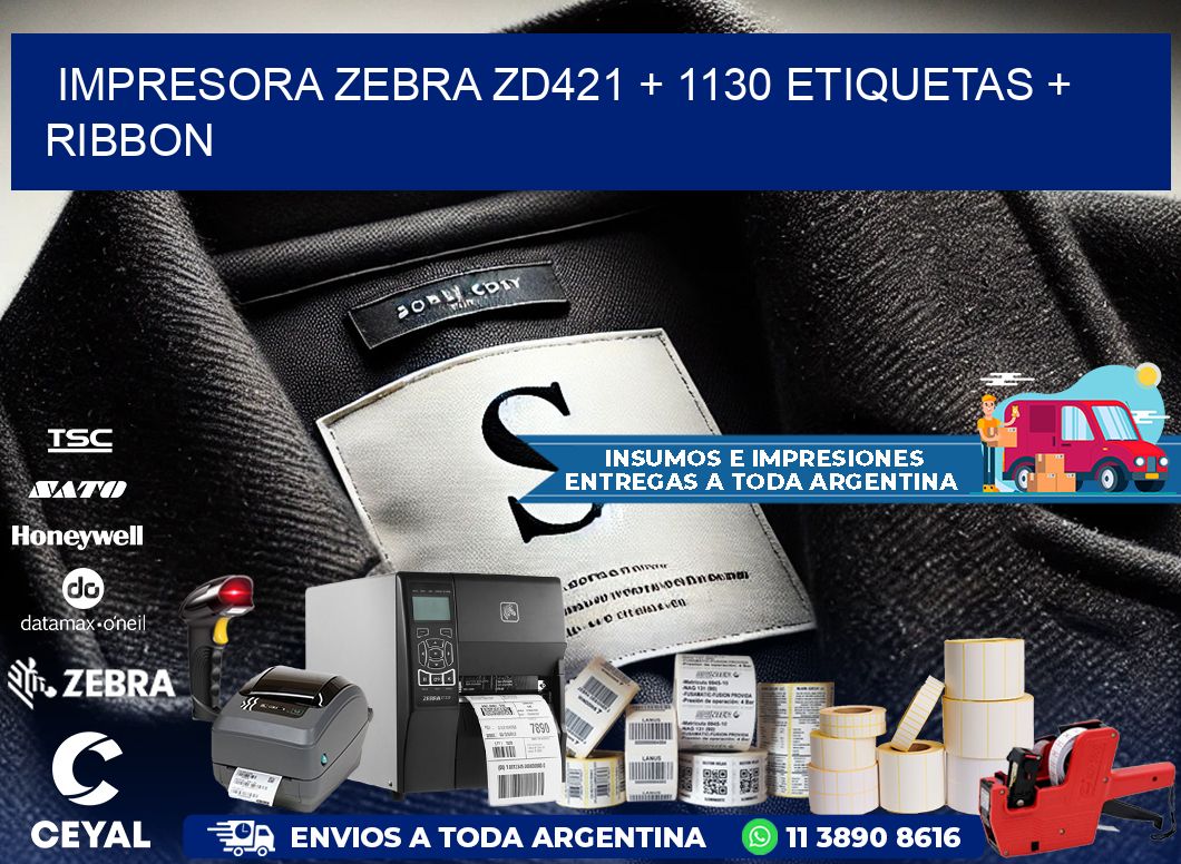 impresora zebra zd421 + 1130 etiquetas + ribbon