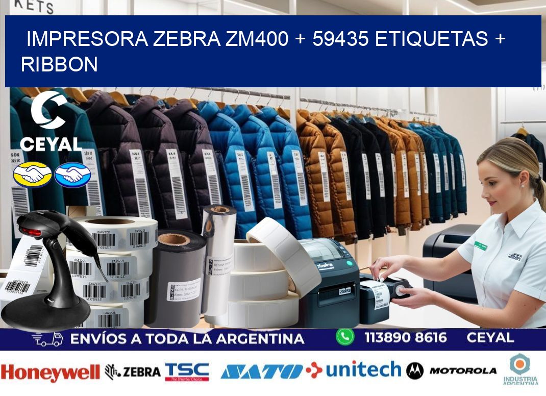 impresora zebra zm400 + 59435 etiquetas + ribbon