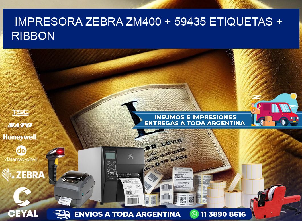 impresora zebra zm400 + 59435 etiquetas + ribbon