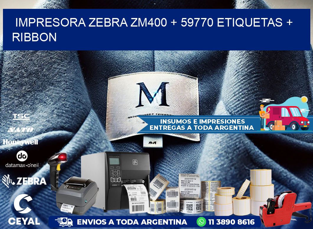 impresora zebra zm400 + 59770 etiquetas + ribbon