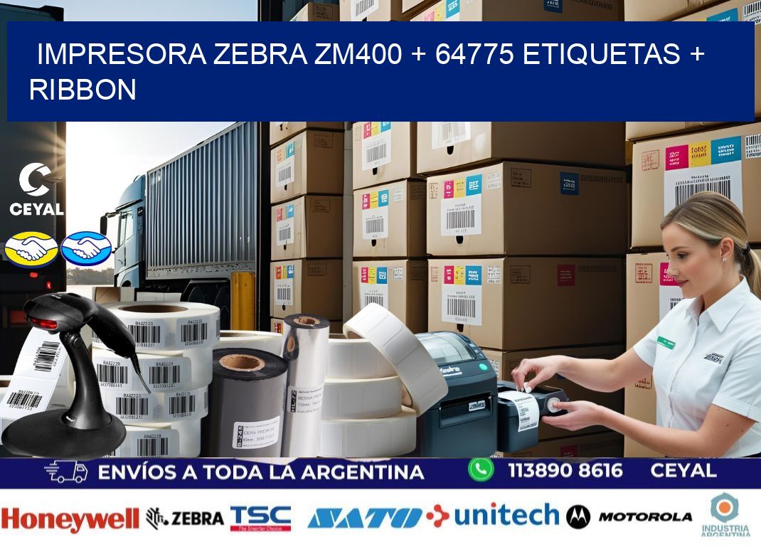 impresora zebra zm400 + 64775 etiquetas + ribbon