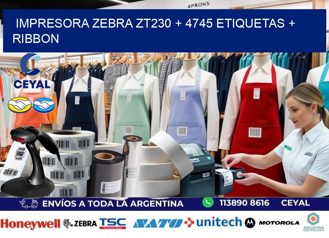 impresora zebra zt230 + 4745 etiquetas + ribbon
