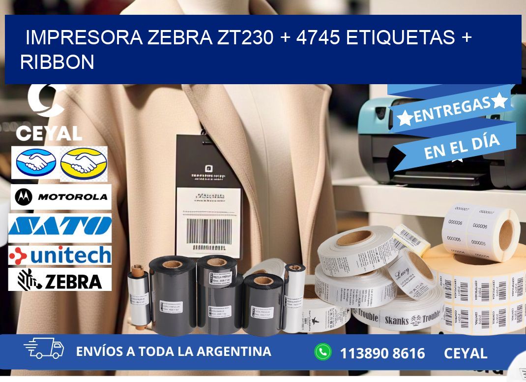 impresora zebra zt230 + 4745 etiquetas + ribbon