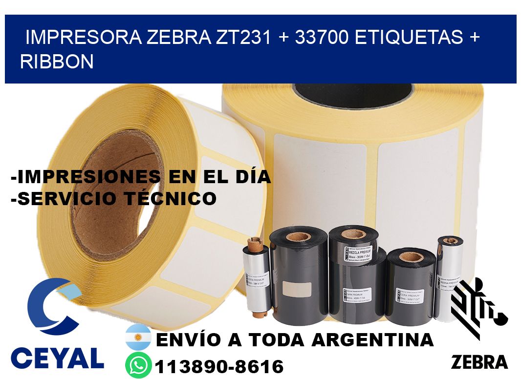 impresora zebra zt231 + 33700 etiquetas + ribbon
