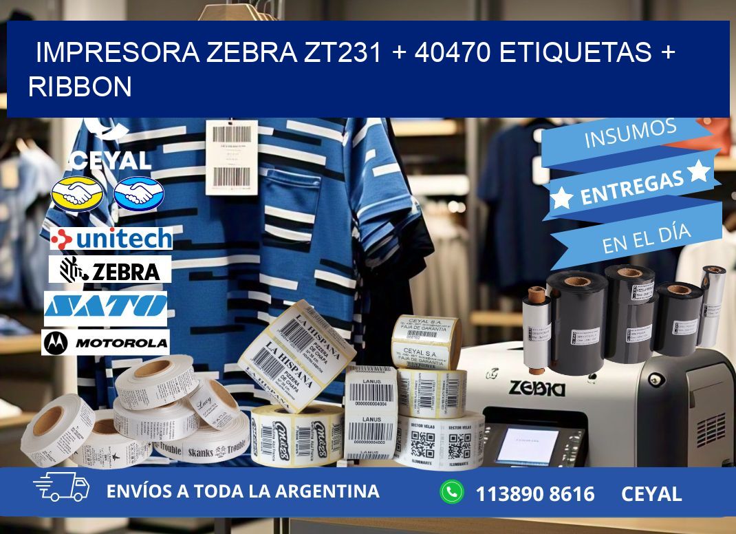 impresora zebra zt231 + 40470 etiquetas + ribbon
